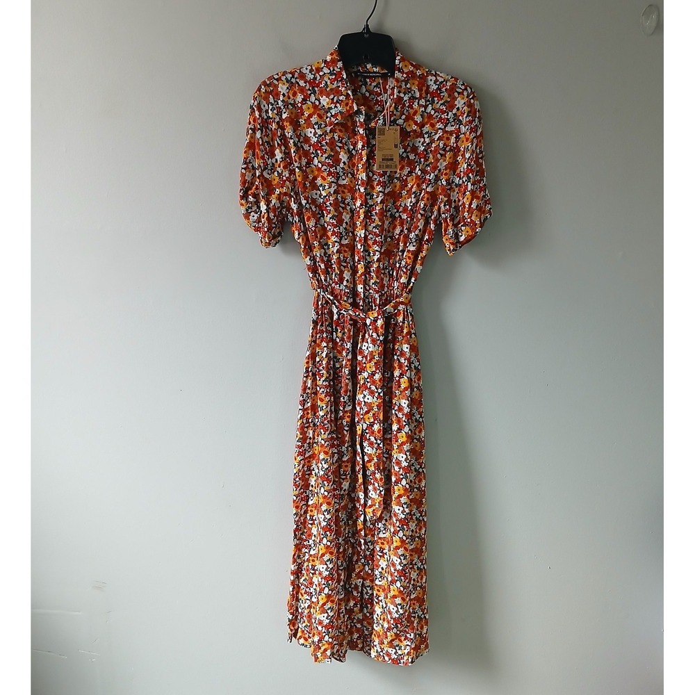Les Essentiels de MONOPRIX Women's Size Small (38) Floral Button Down Midi Dress